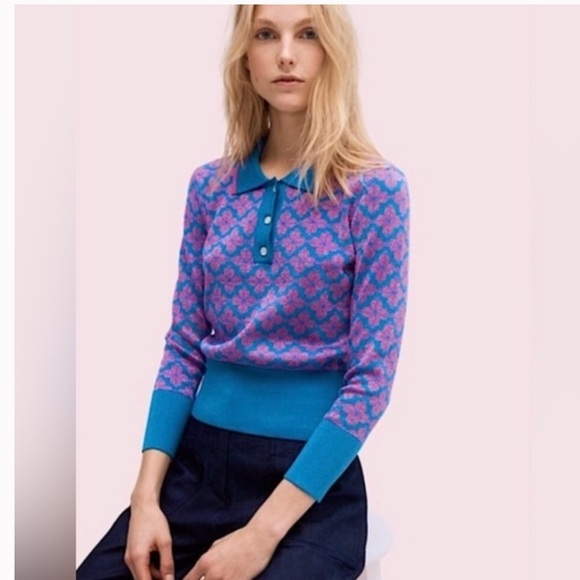 Kate Spade floral polo sweater women’s size S - Picture 6 of 6